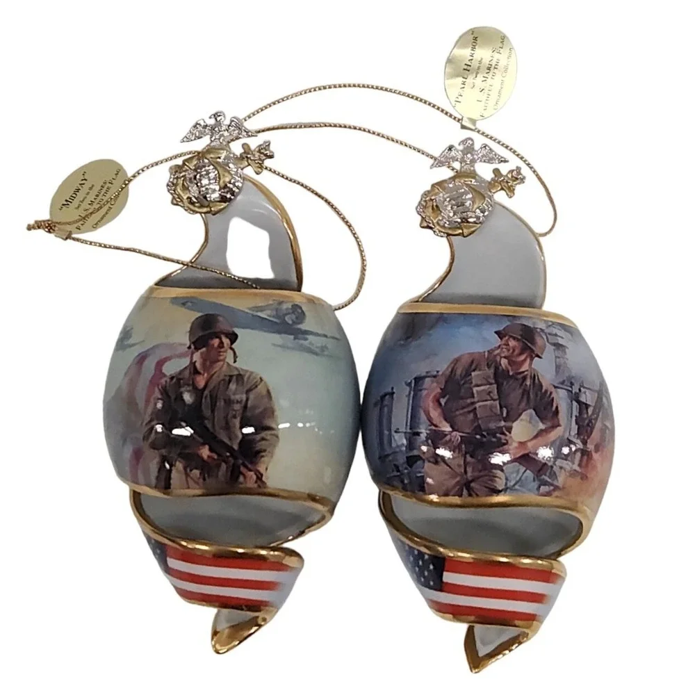 Bradford Editions Ornaments 2002 Set of 2 